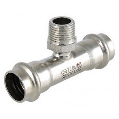 Тройник INOX-PRESS пресс/нар. Ø15х1/2 VALTEC (5/80)