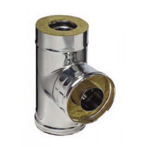 Сэндвич-тройник Ø100х200х0,5*90° (AISI 430+нерж.)
