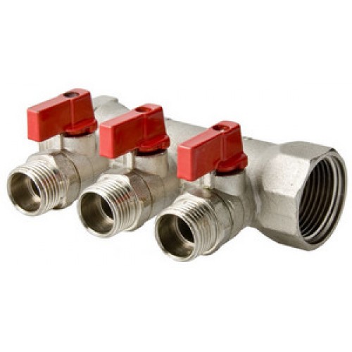Коллектор с отсекающими кранами 2 выхода Ø1х1/2 нар.р. VALTEC (31)